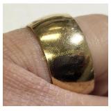10K wide band 1/20th gold ring sz 9 & 9.5mm