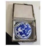 antique Chinese blue & white porcelain paste box