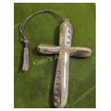 hallmark vtg cross silver plate & rhinestones