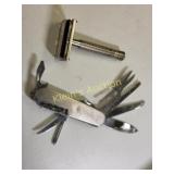vtg Gillette razor & pocket multi tool knife