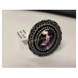 Amethyst German silver ring sz 9