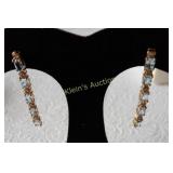 10K Gold, Blue topaz & Diamonds Earrings w/app