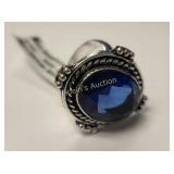 Blue Sapphire german silver ring sz 8