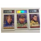 3 scoreboard autographed racing cards graded