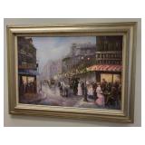 T Penck Oil on Canvas Parisian street scene