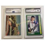 pair of mark martin nascar race cards w/sign grade