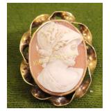 victorian 10K yellow gold shell cameo antique