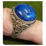 vtg sterling silver lapis lazuli ring sz 6 1/2