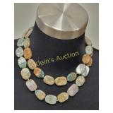 double strand moss agate necklace 18" w/sterling