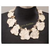 cream white turquoise w/mop necklace sterling too