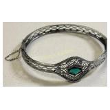 vtg filigree & faux emerald bracelet petit