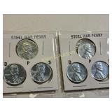 2 sets of steel war cents Lincoln pennies lot of