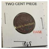 rare 1868 two cent piece VF? check out the pics