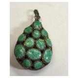 vtg trifari? pear shape large pendant jade?
