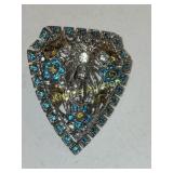 rhinestone art deco clip brooch vintage