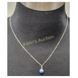 gorgeous 925 sterling necklace 18" w/crystal ballt