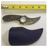 Damascus steel fixed blade hunting knife w/sheath