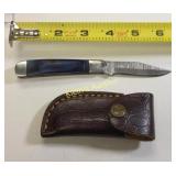 hand made Damascus steel folding pocket knife