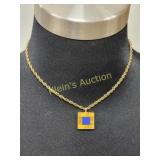 14K yellow gold pendant & 15" gold filled necklace