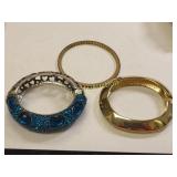 lot of 3 estate bracelets 2 clamper 1jeweled