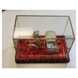 antique sterling rickshaw filigree w/ glass case