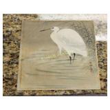 antique woodblock ohara koson wading egret