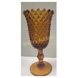 vtg imperial glass co saw tooth amber vase