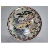 Moriage vintage plate with cranes 10"