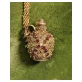 vtg 9 carat flask mini czech? pendant perfume ?