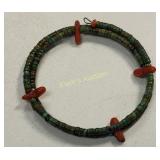 green turquoise & red coral spring bracelet