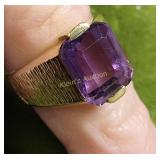 14K yellow gold & amethyst rings sz 6.5 beautiful!