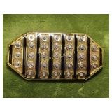 orena paris gold tone enamel & rhinestone brooch