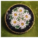 vtg micro mosaic brooch daisies 1960