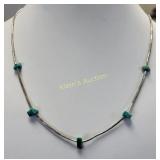 vtg sterling silver & turquoise necklace
