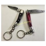 Damascus folding pocket knives lot of 2