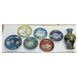 7 pcs of antique cloisonne pcs vase too!