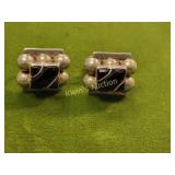 vtg taxco sterling & onyx earrings