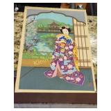 antique Miniagawa chieko woodblock early signed