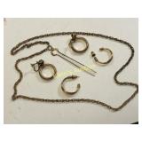 12K jewelry lot gold filled chain, earrings,++
