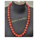 Chinese carved red cinnabar necklace