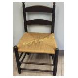 antique ladder back chair weaved rush seat solid!