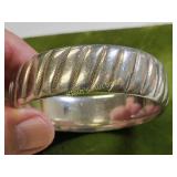 Solid Sterling silver bangle bracelet beaded