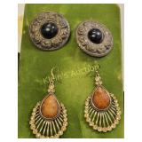 earrings vintage lot of 2 amber style and floral