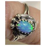 Navaho style sterling ring w/ fire opal!