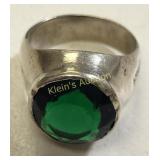 antique taxco sterling & emerald color stone ring