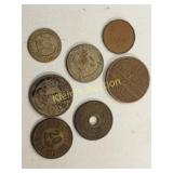foreign coins lot of 7 france, flipenia, china ++