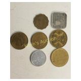 foreign coins lot of 7 aurba, maroc, lire
