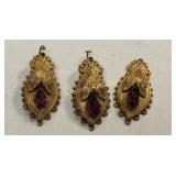 Victorian gold filled jewelry drops w/ garnet?