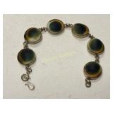 sterling & operculum shell cats eye bracelet 7'