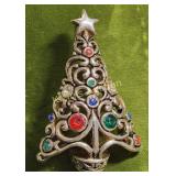 brooch pendant vtg christmas tree w/ rhinestones